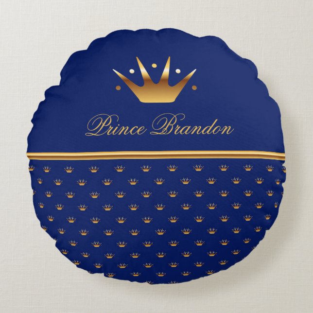 Coussins Ronds Couronne d'or sur oreiller à lancer Arrière - plan (Devant)
