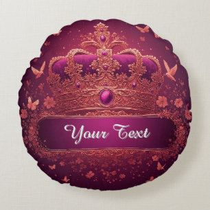 Coussins Ronds Couronne rose élégante avec embellissements en or