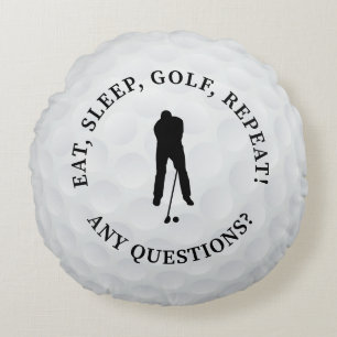 Coussins Ronds Coutume Homme Golfer Silhouette Cute Golf Ball Noi