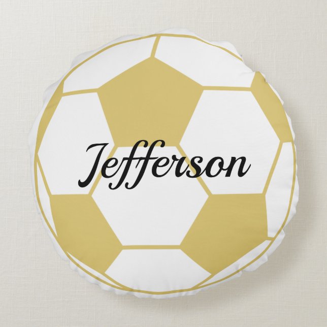 Coussins Ronds Coutume or et blanc football de football Tour (Dos)