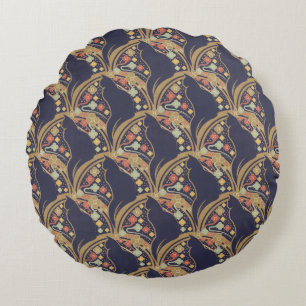 Coussins Ronds Couvertures Sherpa Motif Floral Chat Art Déco