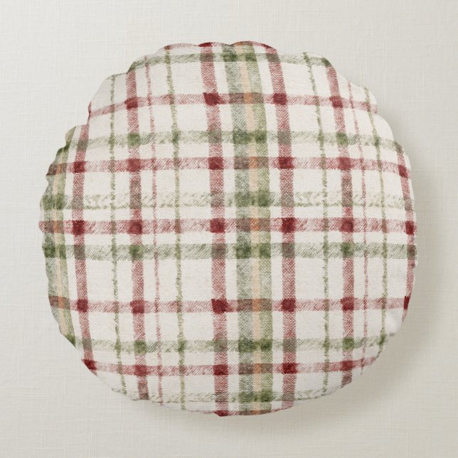 Coussins Ronds Cozy Cream Green Red Stripes (Devant)
