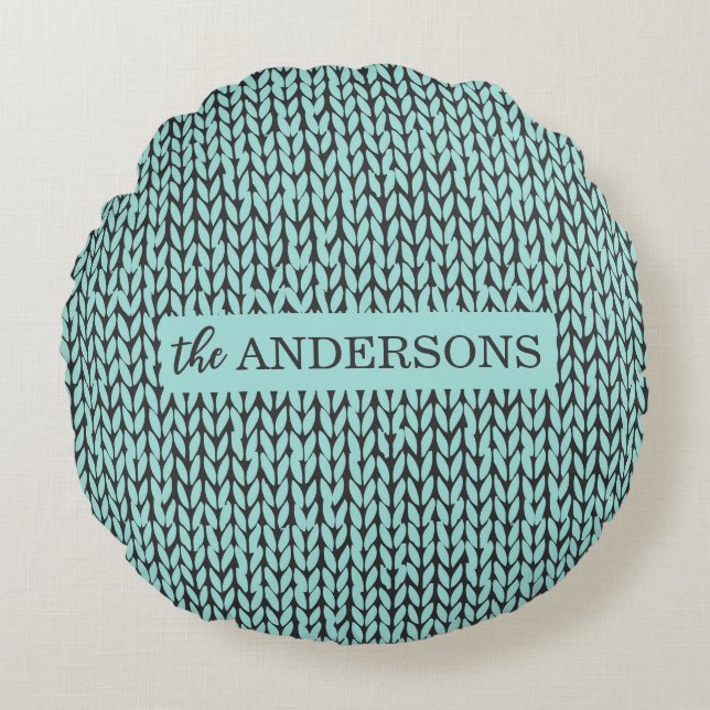 Coussins Ronds Cozy Warm Knit Pattern Winter Throw Pillow (Devant)