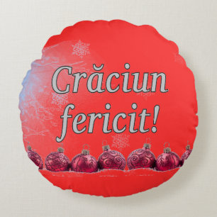 Coussins Ronds Crăciun fericit ! Joyeux Noël en roumain wf