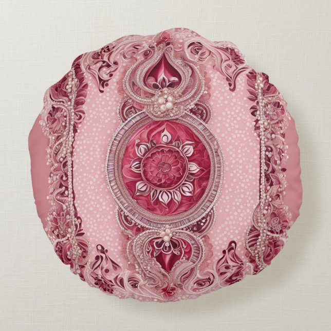 Coussins Ronds Cranberry Cherry Lace IA art (Dos)