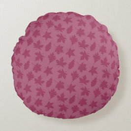 COUSSINS RONDS CRANBERRY ROSE FEUILLES D'AUTOMNE