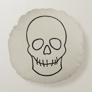 Coussins Ronds Crâne - Bone White et Bat Black