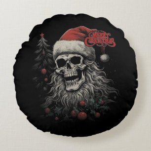 Coussins Ronds Crâne de squelette Noël joyeux drôle Santa apparié