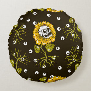 Coussins Ronds Crânes de tournesol : Unique Motif sans fil.