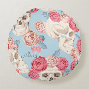 Coussins Ronds Crânes et Motif Vintage Rose