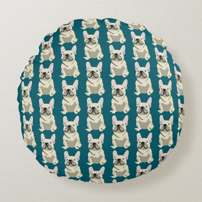Coussins Ronds Cream French Bulldog (Devant)
