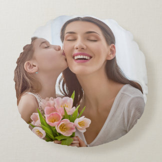Coussins Ronds Créez Votre Propre Photo Personnalisée Mères et Mo