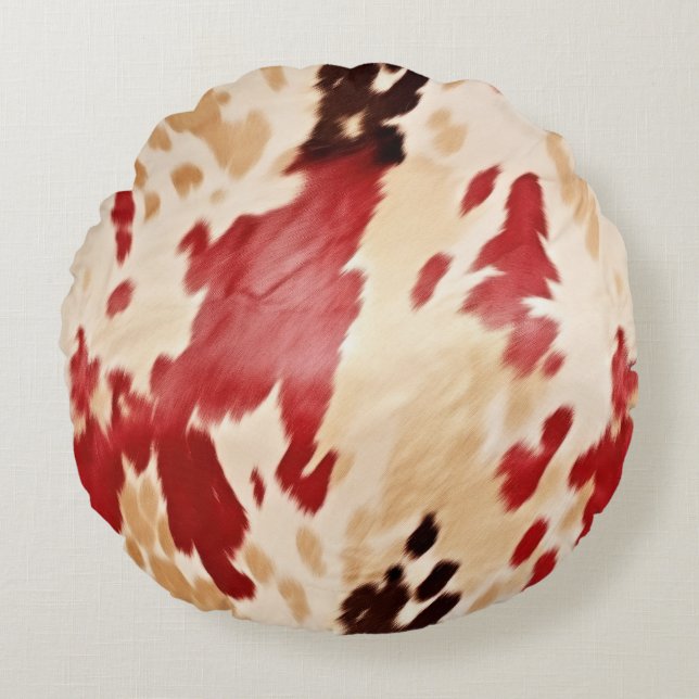 Coussins Ronds Crème blanche rouge Cowgirl occidentale (Devant)