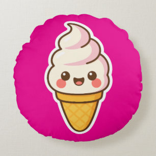 Coussins Ronds Crème glacée Kawaii douce