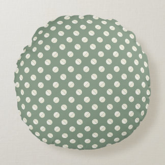 Coussins Ronds Crème Sage et Tonal "Pie Polkadot"