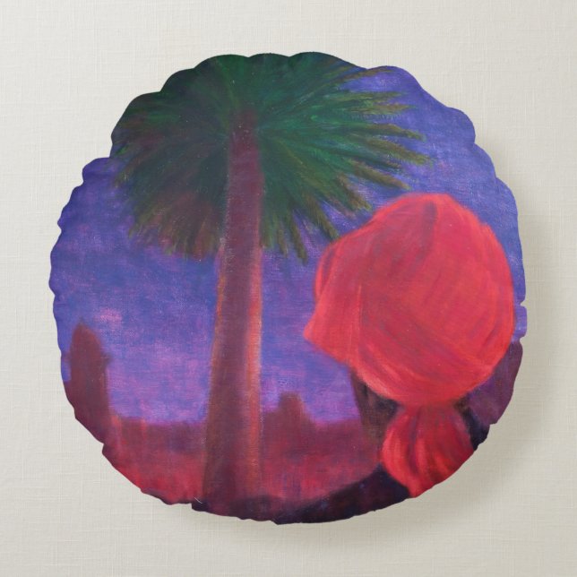 Coussins Ronds Crépuscule rouge Jodhpur 2012 de turban (Devant)
