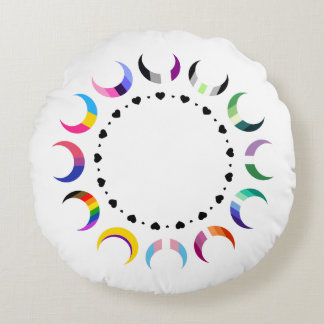 Coussins Ronds Crescent Pride Lunes et Bague Coeur