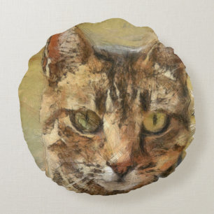 Coussins Ronds Croquis au crayon Tabby Cat