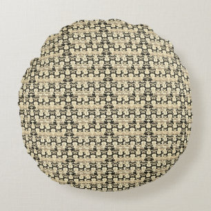 Coussins Ronds Cru-Accent-Noir-Crème-Élégance-Rond