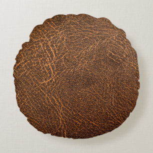Coussins Ronds Cuir Brown naturel : Arrière - plan texturé