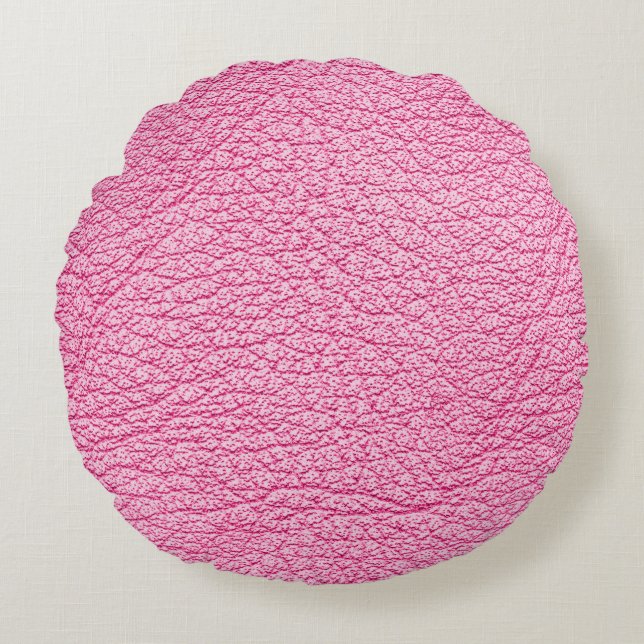 Coussins Ronds Cuir rose gros plan, arrière - plan texturé. (Devant)