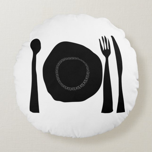Coussins Ronds Cuisine noire et blanche (Devant)