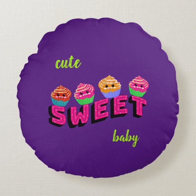 Coussins Ronds cupcakes amusants (Devant)