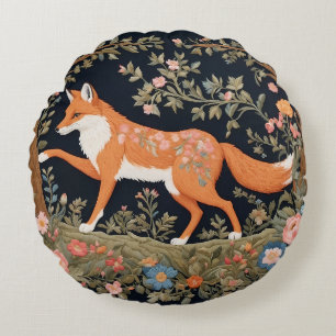 Coussins Ronds Curieux Fox Faux Broderie Élégant Floral