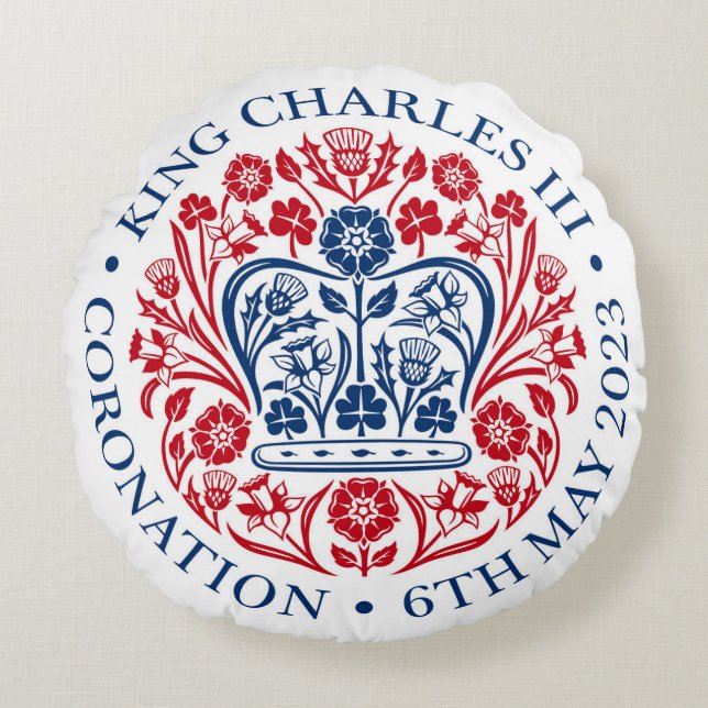 Coussins Ronds Cushion de l'Emblème du couronnement du roi Charle (Devant)