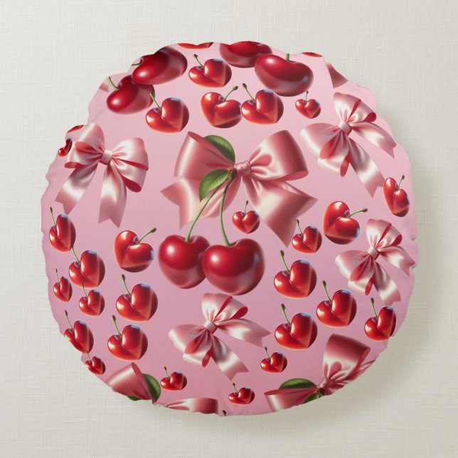 Coussins Ronds Custom Coquette Heart Bow Pattern Wrapping Paper (Devant)