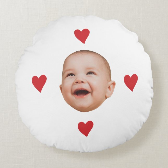 Coussins Ronds Custom Cute Baby Face One Photo (Devant)
