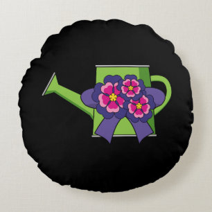 Coussins Ronds Cute arrosage canne avec Bouquet de fleurs