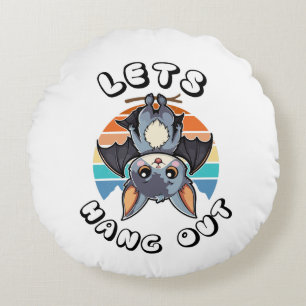 Coussins Ronds Cute Bat Hanging et Retro Sunset   Allons-y