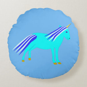 Coussins Ronds Cute Blue Baby Boy Unicorn