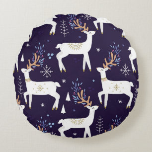 Coussins Ronds Cute cartoon deer seamless pattern, nursery backgr