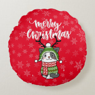 Coussins Ronds Cute Chat Noël Stocking fourchettes Galore