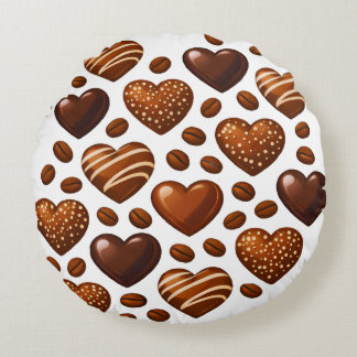 Coussins Ronds Cute Chocolate Hearts Pillow - Round Candy Love