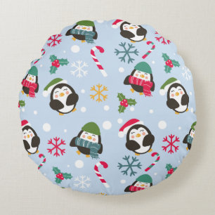 Coussins Ronds Cute Christmas Penguin