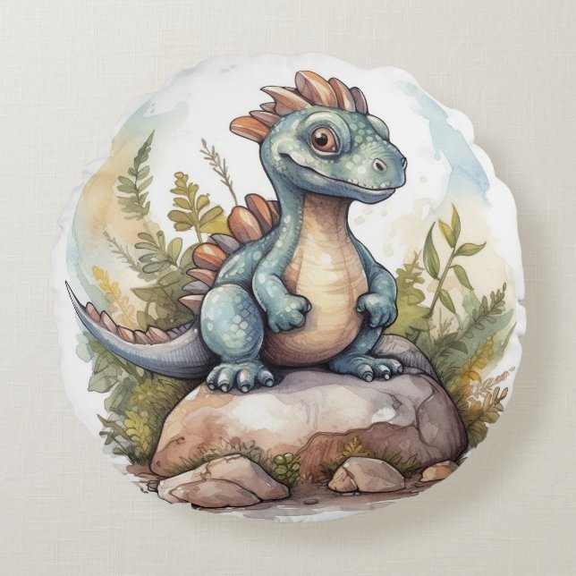Coussins Ronds Cute Dinosaur Salle Enfants Décor (Devant)