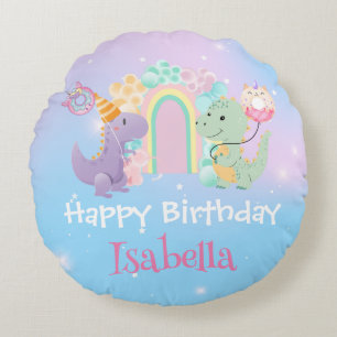 Coussins Ronds Cute Dinosaur Unicorn Rainbow ballon Anniversaire 