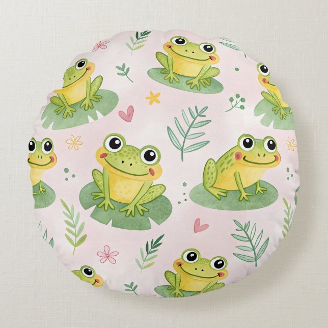 Coussins Ronds Cute frogs Pattern (Devant)