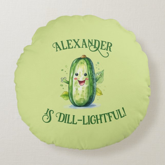 Coussins Ronds Cute Green Cartoon Pickle (Devant)
