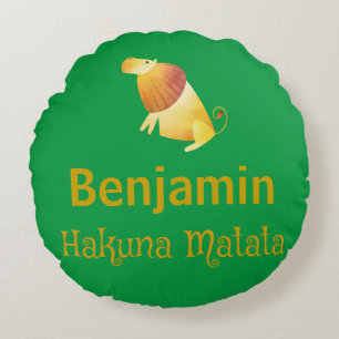 Coussins Ronds Cute Hakuna Matata Safari Lion Green