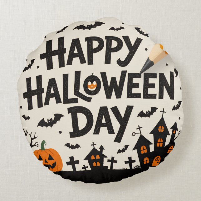 Coussins Ronds Cute Halloween Throw Pillow (Dos)