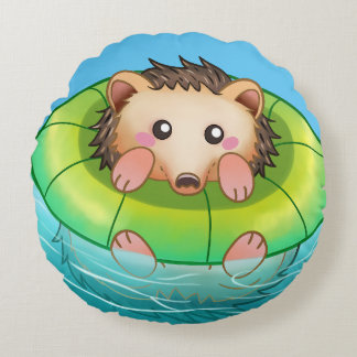 Coussins Ronds cute hedgehog swimming 