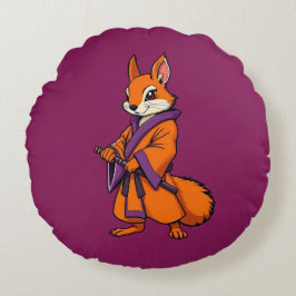 Coussins Ronds Cute Japanese Samurai Squirrel