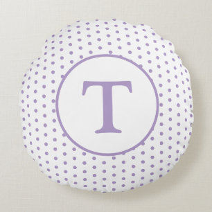 Coussins Ronds Cute Lavande et blanc Polka-Coussin rond point