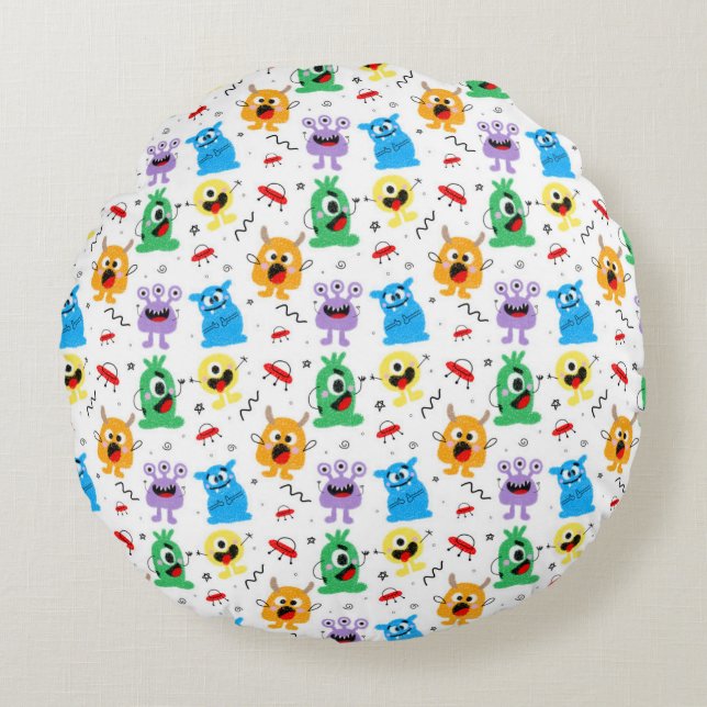 Coussins Ronds Cute Little Monsters (Devant)