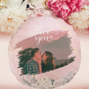 Coussins Ronds Cute Lote You Photo Personnalisée Pour Couple Rose