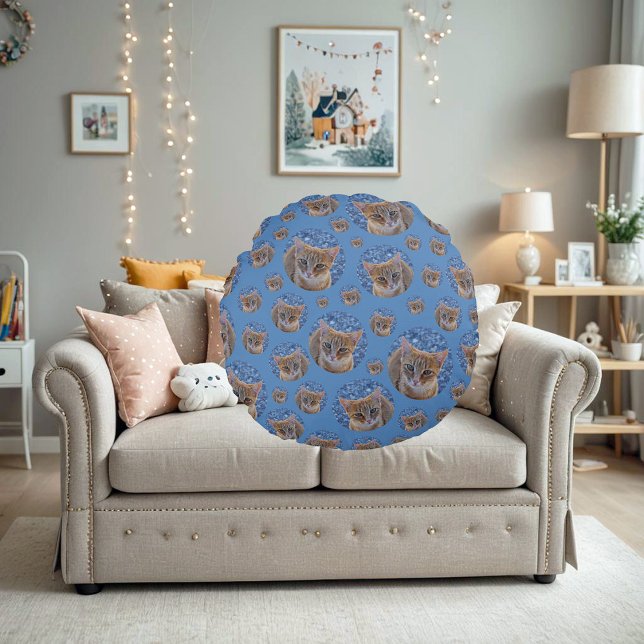 Coussins Ronds Cute rouge chaton - motif chat (Créateur téléchargé)